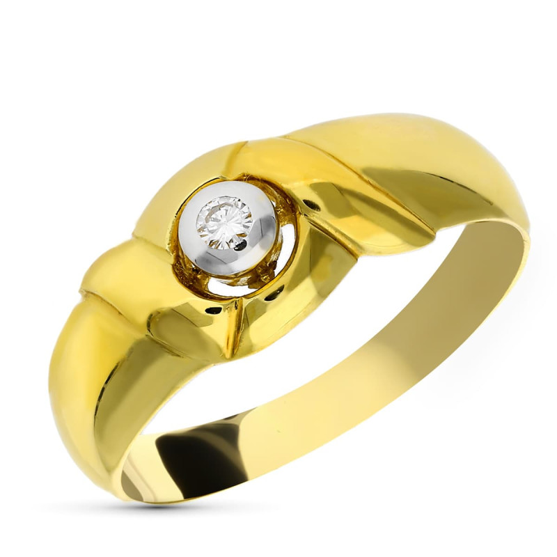18K SORTIJA ORO BICOLOR DIAMANTE TALLA BRILLANTE. 0,05  QTS.