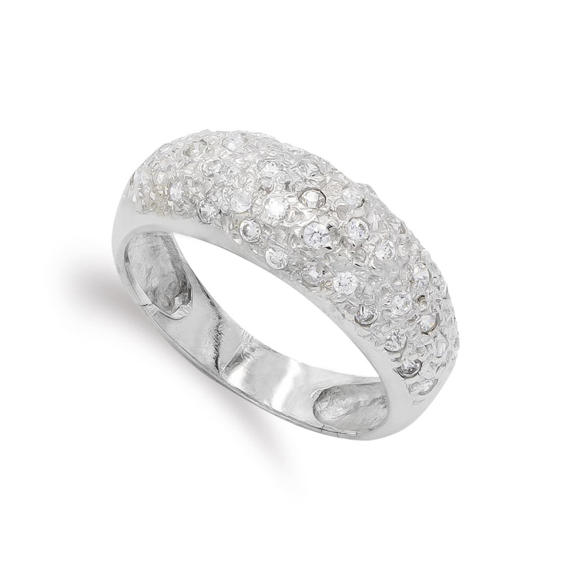 18K SORTIJA ORO BLANCO CON CIRCONITAS. ANCHO: 7,5 MM