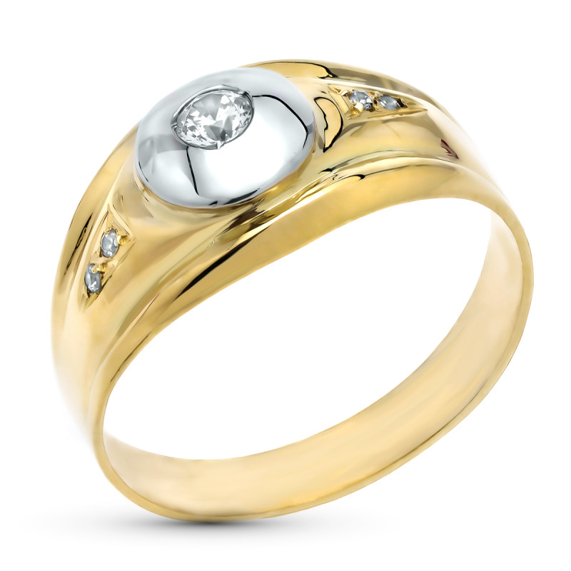 9K SORTIJA ORO BICOLOR CON CIRCONITAS. ANCHO: 9,5 MM