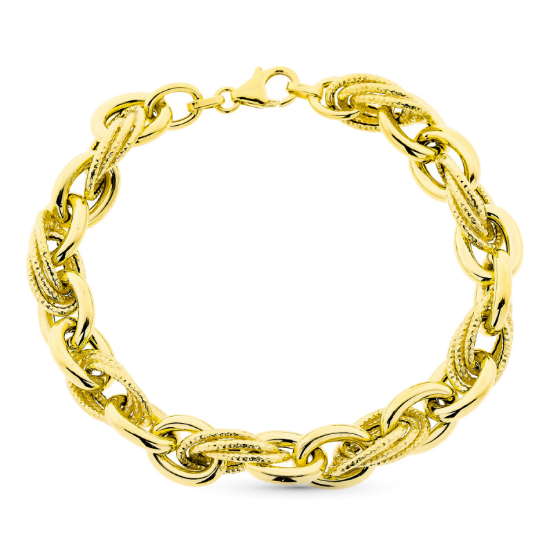 9K PULSERA ORO AMARILLO TRIPLE ESLABON. 20CM
