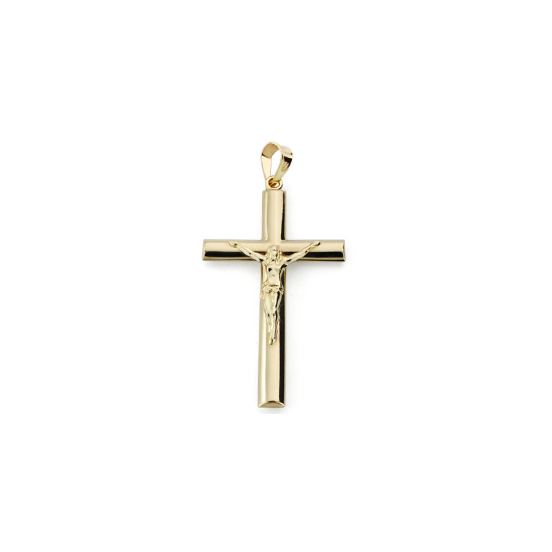 9K CRUZ ORO AMARILLO CRISTO OVAL 34X20 MM