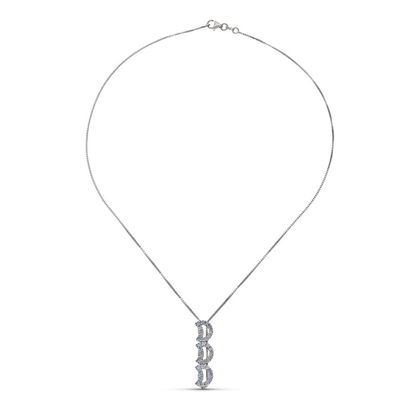 18K GARGANTILLA ORO BLANCO LUNAS CIRCONITAS