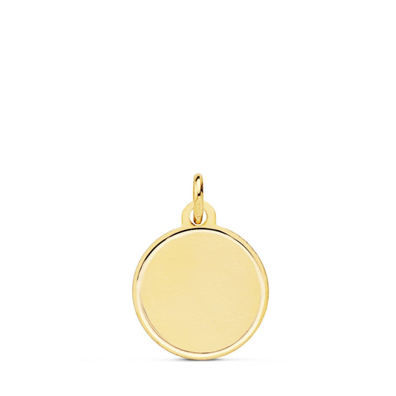 18K PLACA CHAPA DISCO ORO AMARILLO MATE BISEL 14 MM