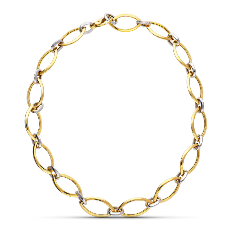 18K GARGANTILLA ORO BICOLOR ESLABON OVAL