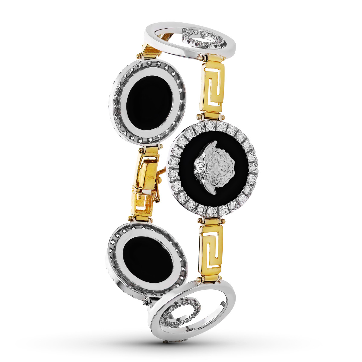 18K PULSERA ORO BICOLOR MEDUSAS CIRCONITAS