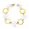 18K PULSERA BICOLOR FLORES 18.5CM