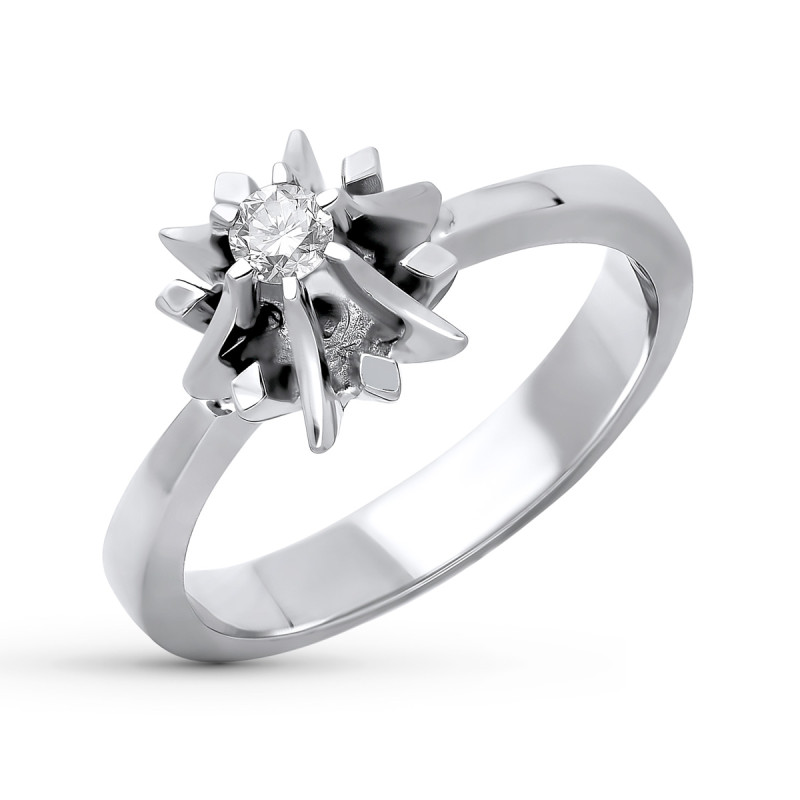 18K SOLITARIO ORO BLANCO DIAMANTE TALLA BRILLANTE 0.100 QTS. ANCHO: 9MM.