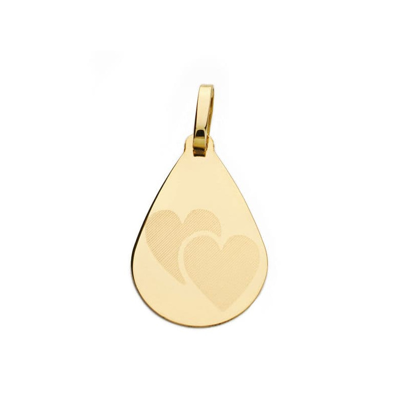 18K COLGANTE ORO AMARILLO GOTA CORAZONES 21X14 MM