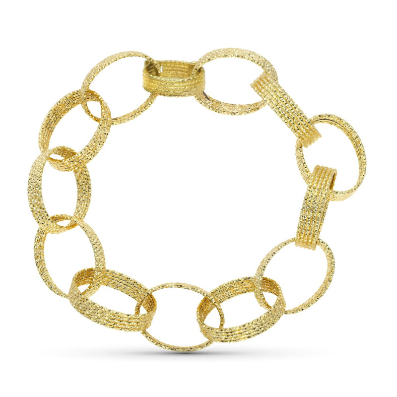 18K PULSERA ORO AMARILLO ESLABONES HUECA