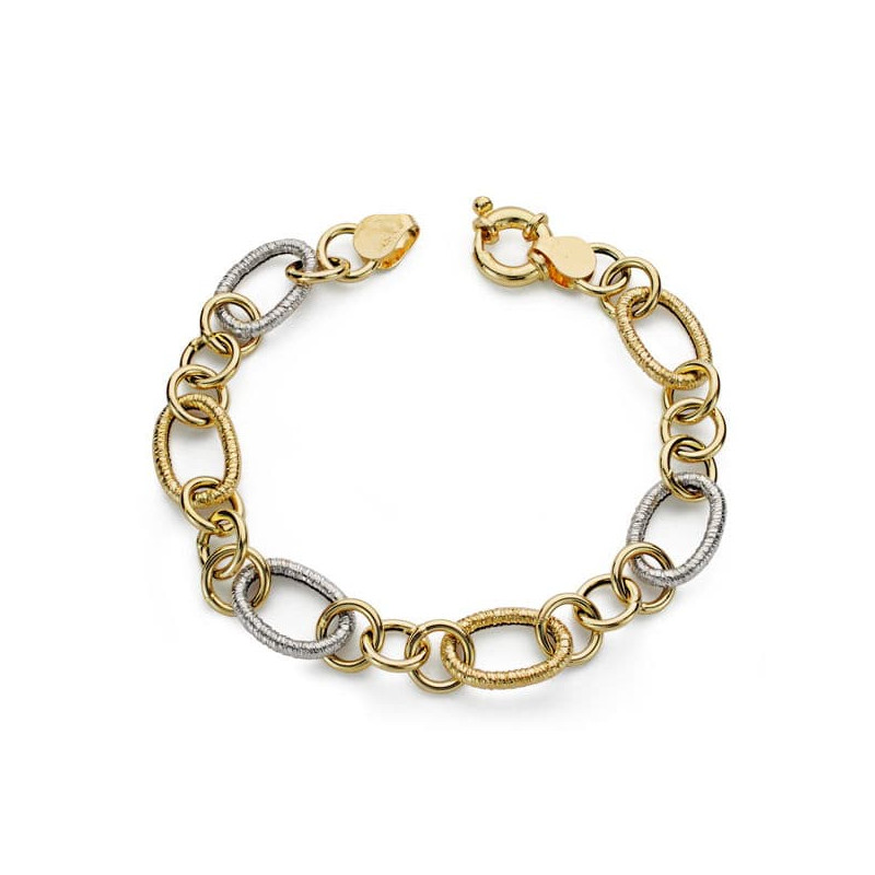 18K PULSERA BICOLOR HUECA 19CM