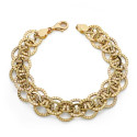18K PULSERA BICOLOR HUECA 19CM