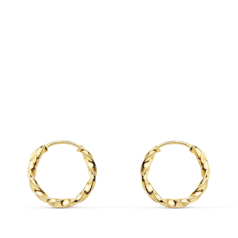 18K AROS ORO AMARILLO HUECOS GALLONEADOS. 12X1.50 MM