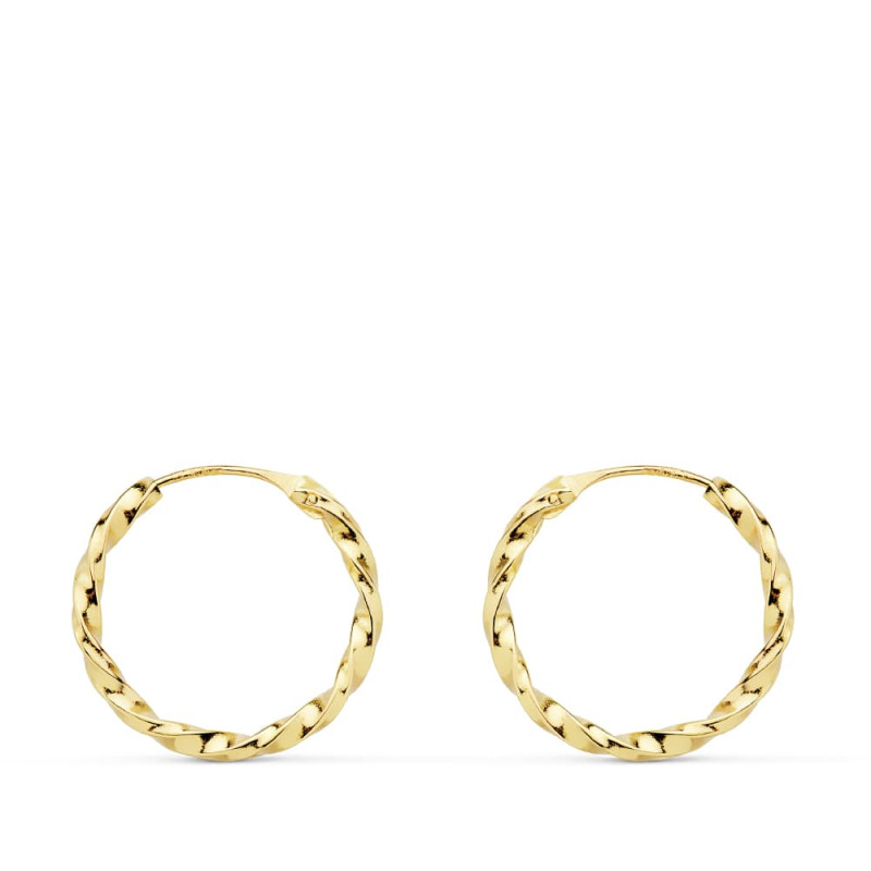 18K AROS ORO AMARILLO HUECOS GALLONEADOS. 16X1.50 MM