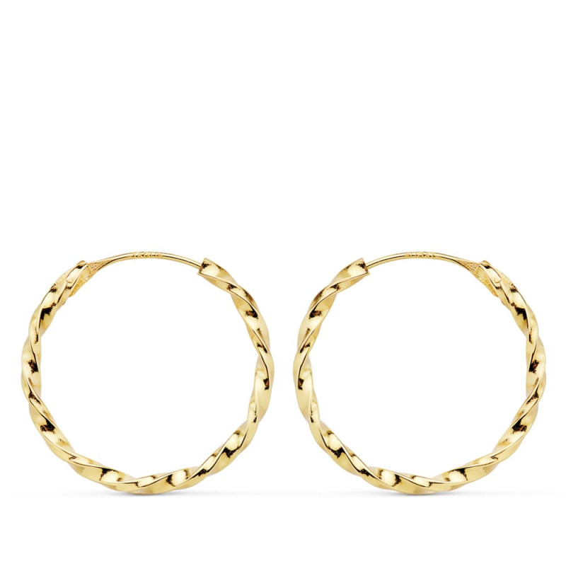 18K AROS ORO AMARILLO GALLONEADOS HUECOS 20X1.50 MM