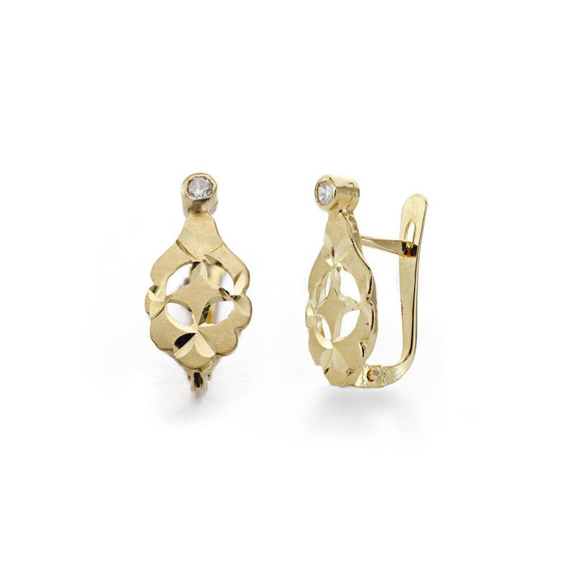 18K PENDIENTES CUBANAS NIÑA CIRCONITA ORO AMARILLO 13X7 MM CIERRE CATALAN