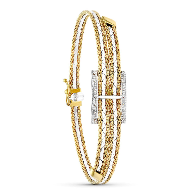 18K PULSERA ORO BICOLOR RECTANGULO.