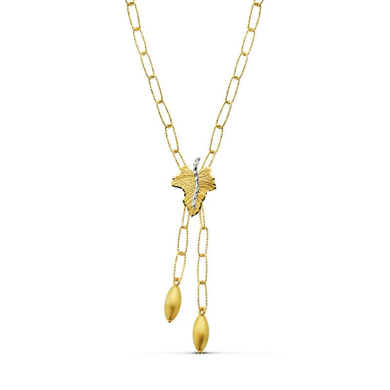 18K GARGANTILLA BICOLOR HOJA 44CM