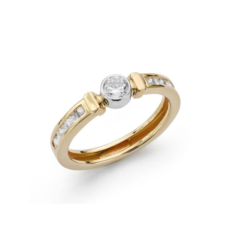 18K SORTIJA BICOLOR CIRCONITAS