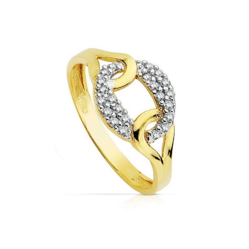 18K SORTIJA ORO BICOLOR CON CIRCONITAS.