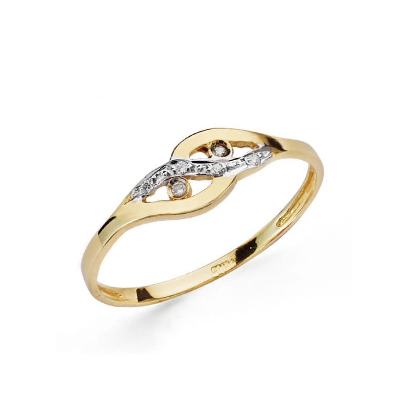 18K SORTIJA ORO BICOLOR CON CIRCONITAS