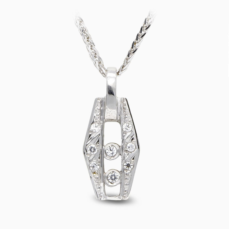 18K GARGANTILLA ORO BLANCO Y CIRCONITAS