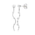 18K PENDIENTES ORO BLANCO LARGOS CON CIRCONITAS