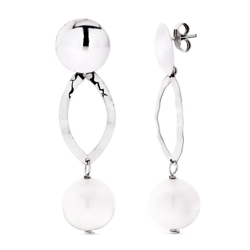 18K PENDIENTES ORO BLANCO PERLA CULTIVADAS CIERRE PRESION