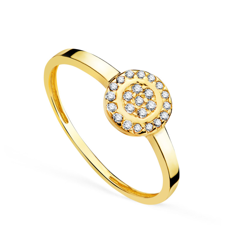 18K SORTIJA ORO AMARILLO MOTIVO REDONDO CON CIRCONITAS 7 MM.ANCHO CUERPO 1,8 MM