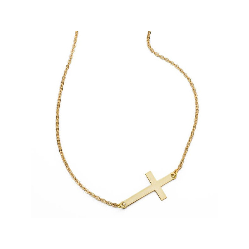 18K COLLAR ORO AMARILLO CRUZ 24X12 MM42CM