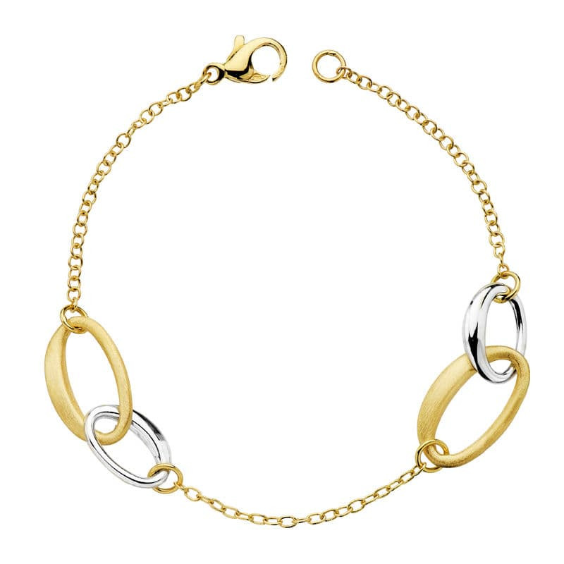 18K PULSERA HUECA ORO BICOLOR 19CM