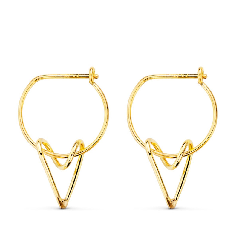 18K AROS ORO AMARILLO 13 MM MOTIVO CORAZON 10X7 MM