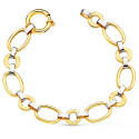 18K PULSERA ORO BICOLOR ESLABONES OVALES Y REDONDOS ANCHO 11 MM LARGO 19CM