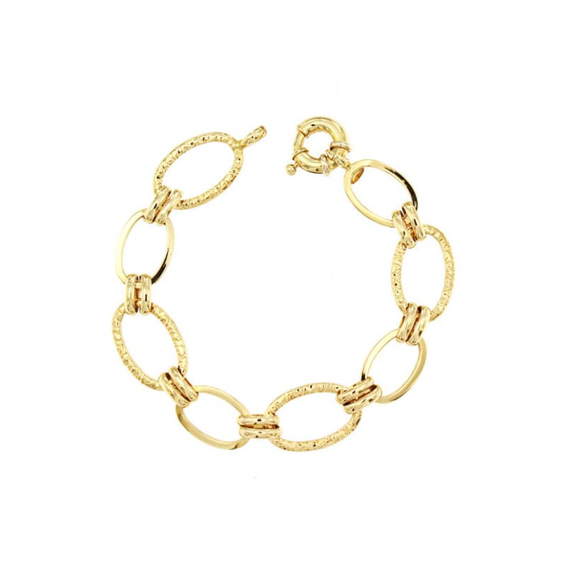 18K PULSERA ORO AMARILLO ESLABONES HUECO 19CM