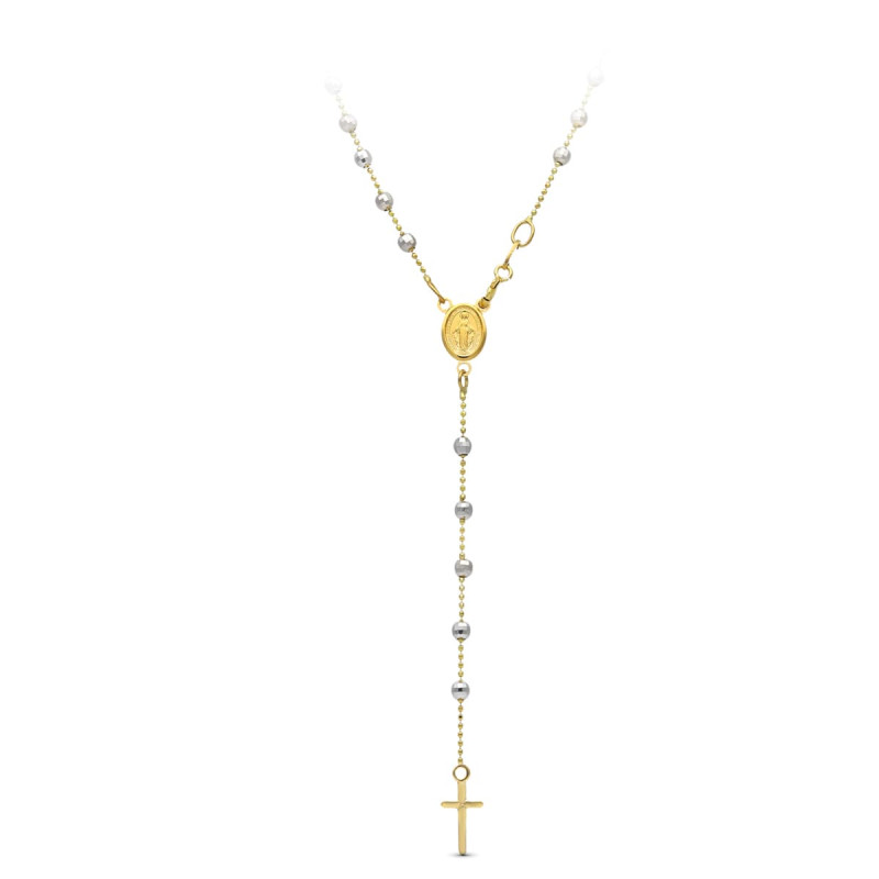 18K GARGANTILLA ROSARIO ORO BICOLOR DIAMANTADO 45CM