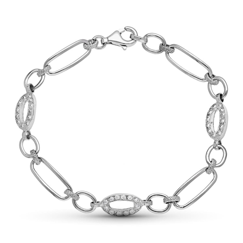 18K PULSERA ORO BLANCO Y CIRCONITA LONGITUD 21CM PESO 6.70 GR