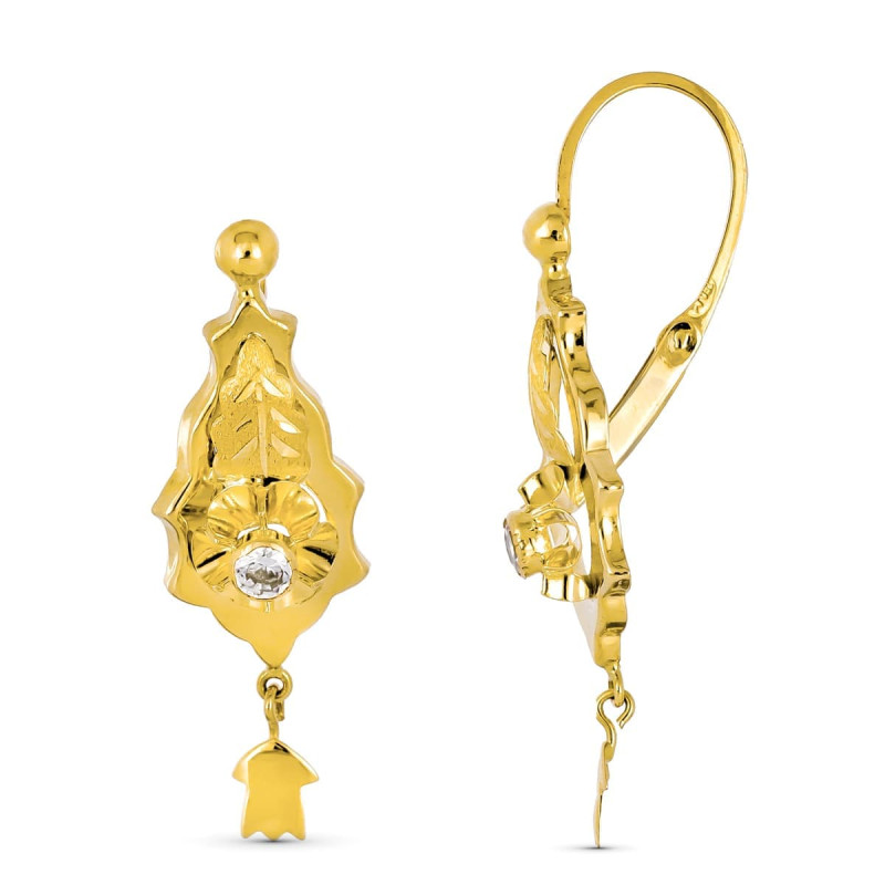 18K PENDIENTES ORO AMARILLO CUBANAS CIGARRON 36X10 MM CIERRE GANCHO