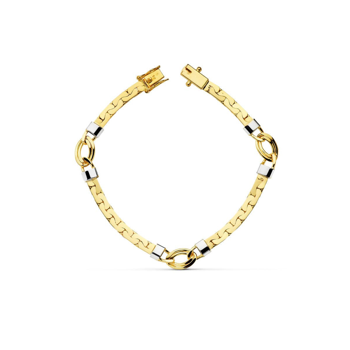 18K PULSERA BICOLOR 19.5 CM 4 MM