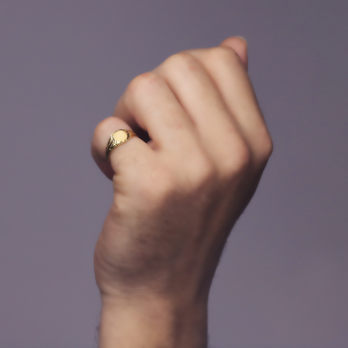 18K SELLO ORO AMARILLO MACIZO TALLADO ZONA GRABADO REDONDA 7 MM