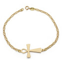 18K PULSERA ORO AMARILLO CRUZ DE LA VIDA EGIPCIA 19CM . AMULETO EGIPCIO ANKH