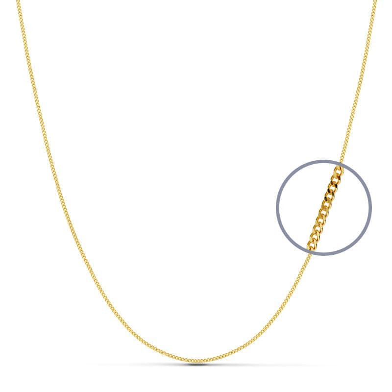 18K CADENA ORO AMARILLO MACIZA BARBADA 50CM 1 MM