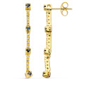 18K PENDIENTES ORO AMARILLO  LARGOS 16 CIRCONITA Y ZAFIRO PRESION