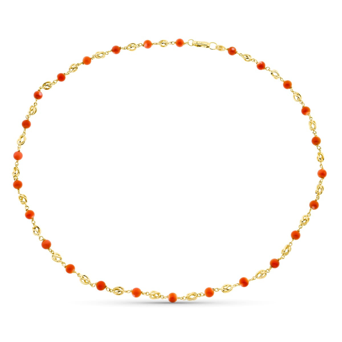 18K GARGANTILLA ORO AMARILLO JAULA CORAL FINO JAPONES 5 MM 50CM