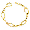 18K PULSERA ORO AMARILLO ESLABONES OVALES BRILLO ANCHO 10 MM LARGO 19.5 CM