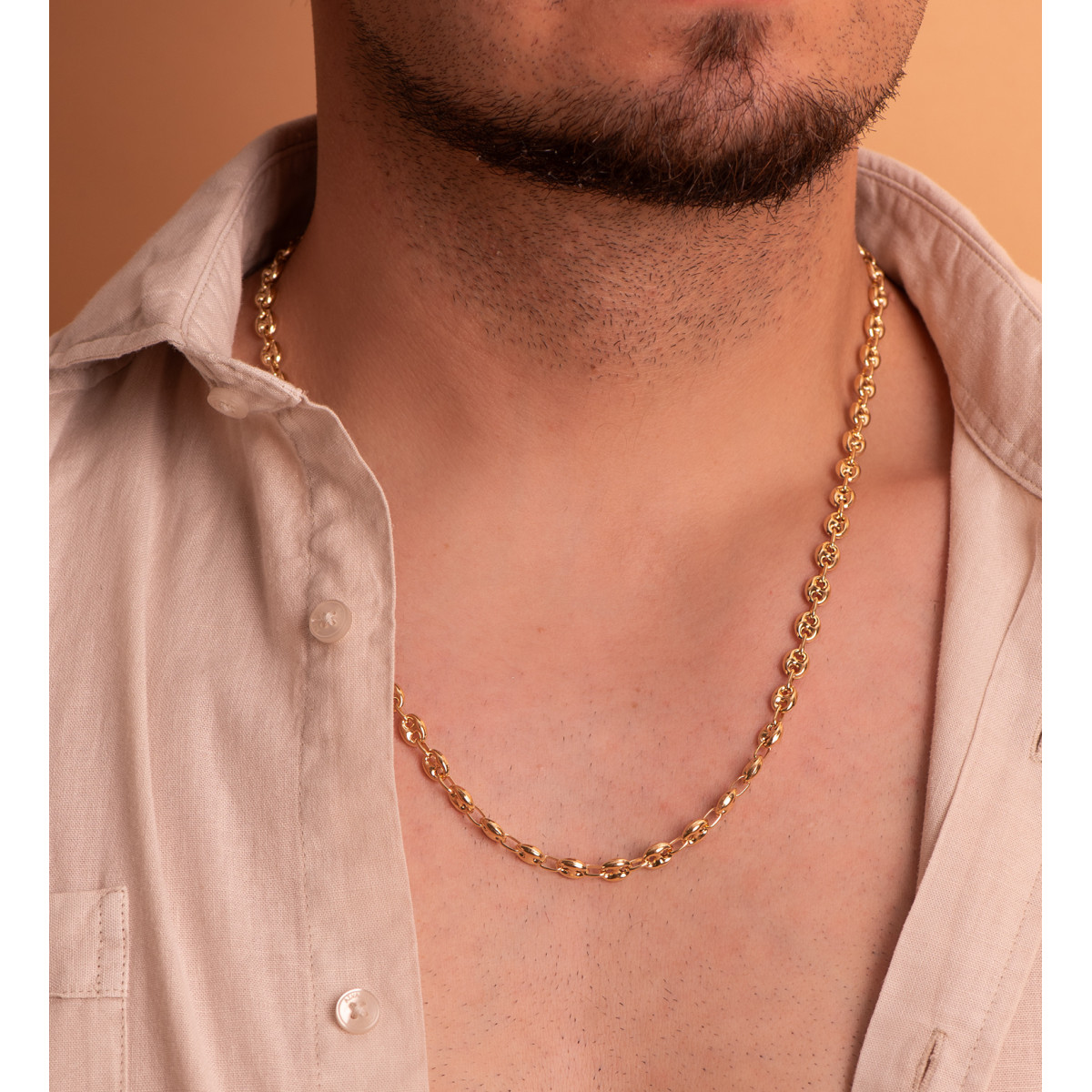 18K CADENA ORO AMARILLO CALABROTE HUECA ANCHO: 8X6MM. LARGO: 60CM