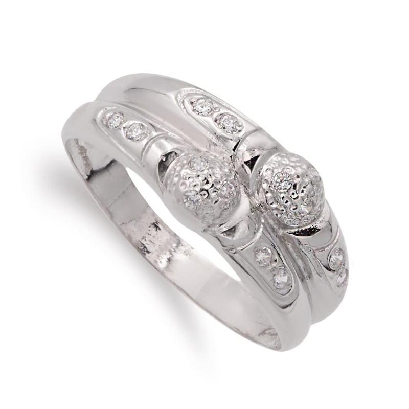 18K SORTIJA ORO BLANCO DOS CUERPOS CON CIRCONITAS. ANCHO: 8,5 MM