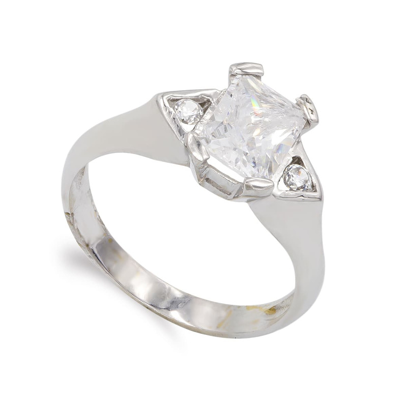 18K SORTIJA ORO BLANCO CON CIRCONITA EN GARRA. ANCHO: 8 MM