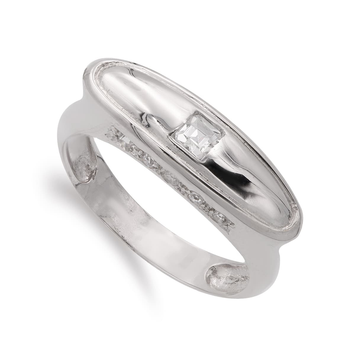 18K SORTIJA ORO BLANCO CON CIRCONITA. ANCHO: 7 MM