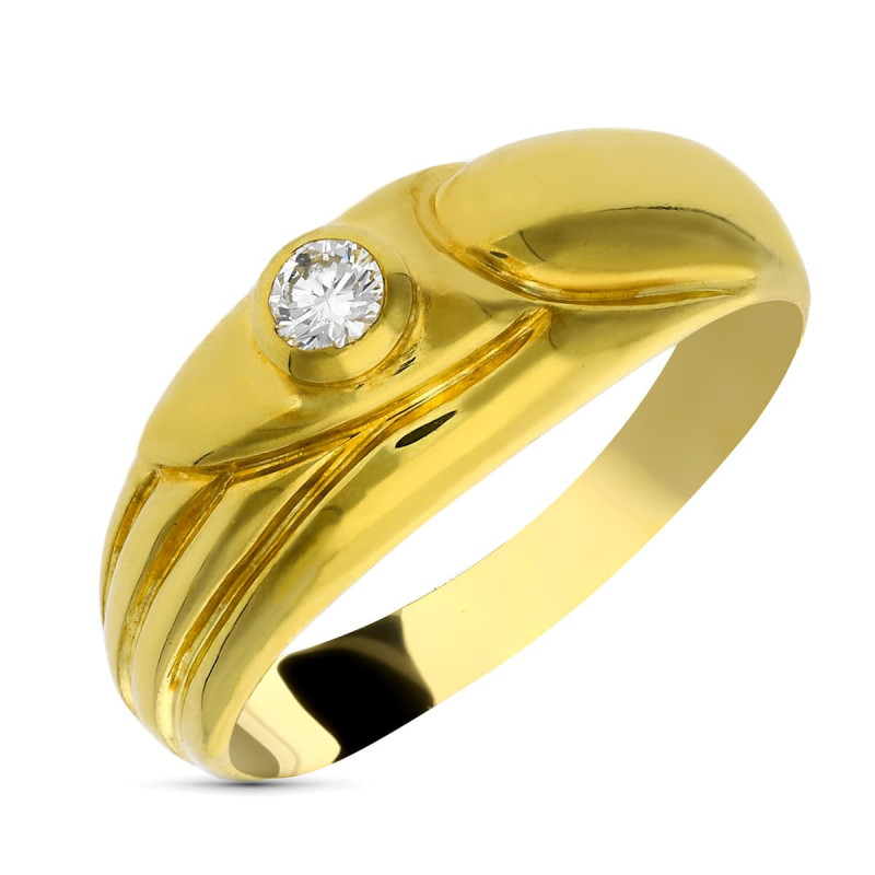 18K SORTIJA ORO BICOLOR DIAMANTE NATURAL  TALLA BRILLANTE. 0,10 QTS.