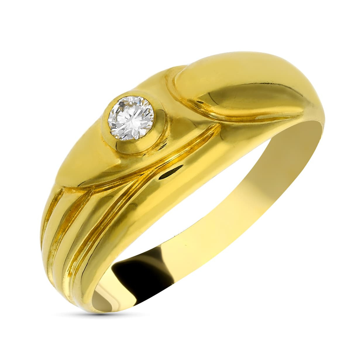 18K SORTIJA ORO BICOLOR DIAMANTE NATURAL  TALLA BRILLANTE. 0,10 QTS.