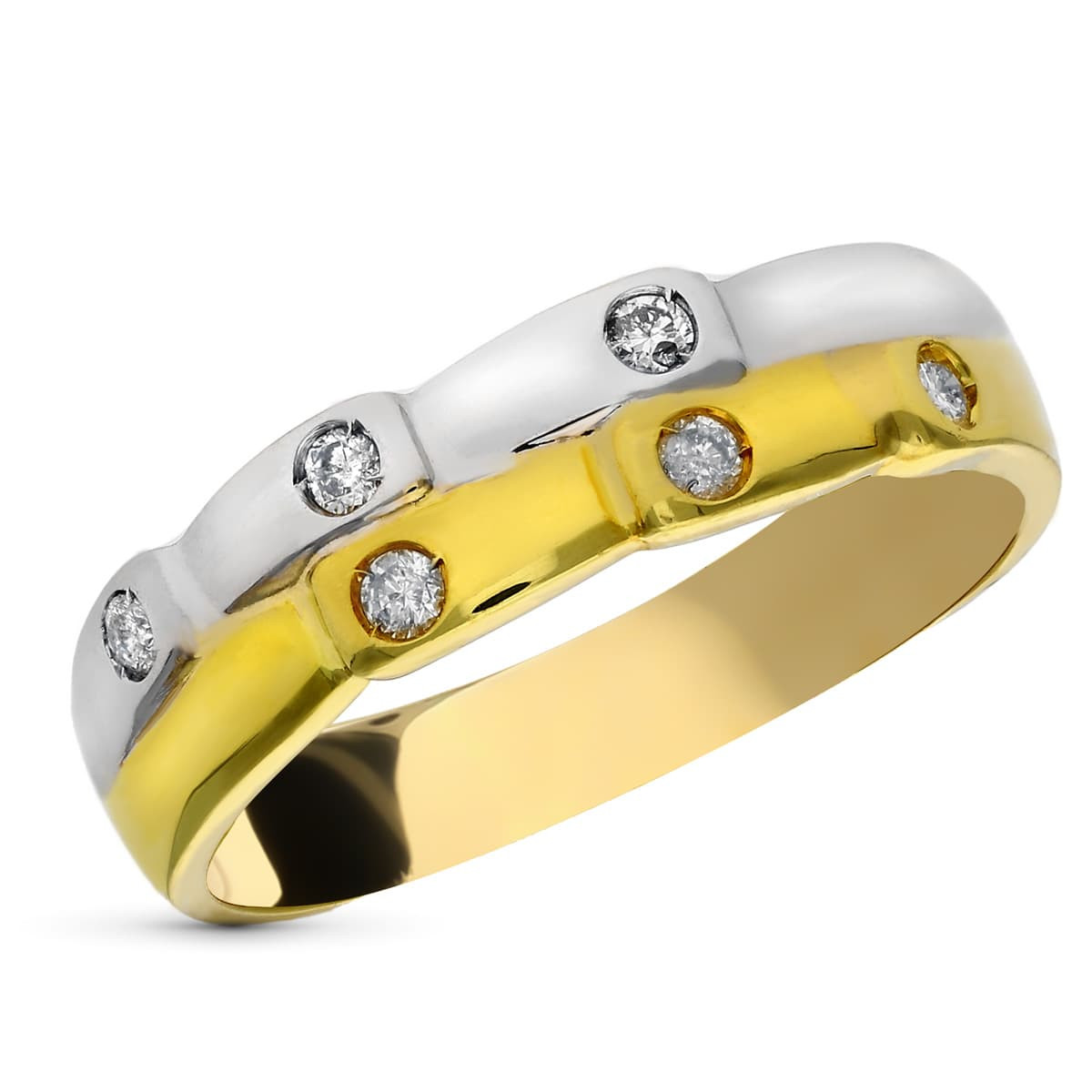 18K SORTIJA ORO BICOLOR DIAMANTES NATURALES  TALLA BRILLANTE 0.020  QTS.